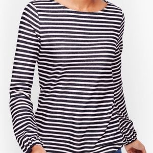 Talbots Striped Tie Cuff Top Large
